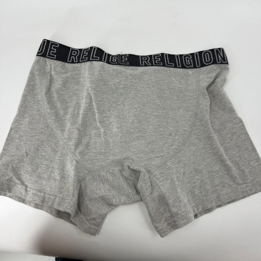 True Religion Men Gray Boxer Briefs Underwear Extra Large Cotton Blend Logo‎